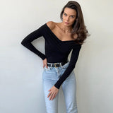 Elegant Spring Autumn Solid Bodysuit Fashion Women Long Sleeve New Tops Crossed Backless Jumpsuit Female Knitted Corset Rompers